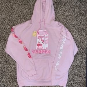 Hello Kitty Pink Strawberry Milk Hoodie size L